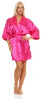 Damen Morgenmantel kurzer Kimono in Satin-Optik; Pink XL