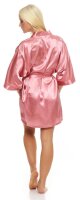 Damen Morgenmantel kurzer Kimono in Satin-Optik; Rosa XL