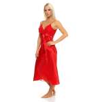 Damen langes Negligé Nachtwäsche Nachtkleid Dessous Satin; S M L XL 2XL