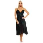 Damen langes Negligé Nachtwäsche Nachtkleid Dessous Satin; S M L XL 2XL