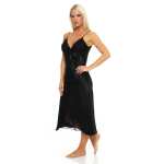 Damen langes Negligé Nachtwäsche Nachtkleid Dessous Satin; S M L XL 2XL