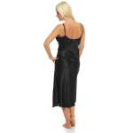 Damen langes Negligé Nachtwäsche Nachtkleid Dessous Satin; S M L XL 2XL