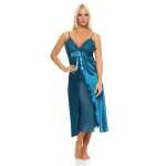 Damen langes Negligé Nachtwäsche Nachtkleid...