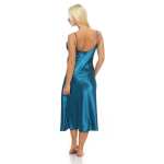 Damen langes Negligé Nachtwäsche Nachtkleid Dessous Satin; S M L XL 2XL