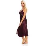 Damen langes Negligé Nachtwäsche Nachtkleid Dessous Satin; S M L XL 2XL