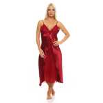 Damen langes Negligé Nachtwäsche Nachtkleid Dessous Satin; S M L XL 2XL