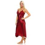 Damen langes Negligé Nachtwäsche Nachtkleid Dessous Satin; S M L XL 2XL