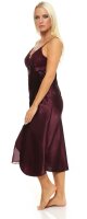 Damen langes Negligé Nachtwäsche Nachtkleid Dessous Satin; Dunkellila L