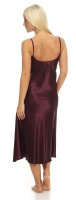 Damen langes Negligé Nachtwäsche Nachtkleid Dessous Satin; Dunkellila L