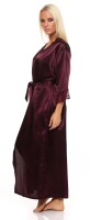 Damen langes Kimono Seidenrobe Morgenmantel; Dunkellila XL