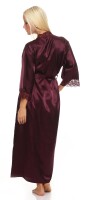 Damen langes Kimono Seidenrobe Morgenmantel; Dunkellila XL