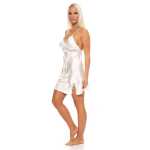 Damen kurzes Negligé Nachtwäsche Nachtkleid Dessous Satin;