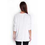 Damen Pullover langarm Bluse mit Schriftzug, Ecru/S/M