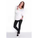 Damen Pullover langarm Bluse mit Schriftzug, Ecru/S/M