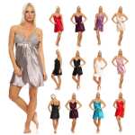 Damen kurzes Satin Negligé Nachtkleid...