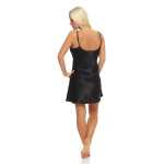 Damen kurzes Satin Negligé Nachtkleid Reizwäsche mit Spitze; S M L XL 2XL