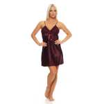 Damen kurzes Satin Negligé Nachtkleid Reizwäsche mit Spitze; S M L XL 2XL
