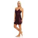 Damen kurzes Satin Negligé Nachtkleid Reizwäsche mit Spitze; S M L XL 2XL