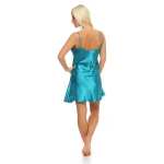 Damen kurzes Satin Negligé Nachtkleid Reizwäsche mit Spitze; S M L XL 2XL