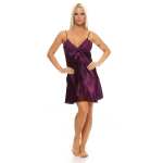 Damen kurzes Satin Negligé Nachtkleid Reizwäsche mit Spitze; S M L XL 2XL