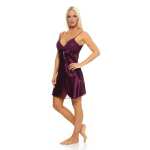 Damen kurzes Satin Negligé Nachtkleid Reizwäsche mit Spitze; S M L XL 2XL