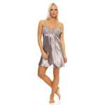 Damen kurzes Satin Negligé Nachtkleid Reizwäsche mit Spitze; S M L XL 2XL