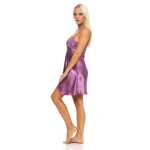 Damen kurzes Satin Negligé Nachtkleid Reizwäsche mit Spitze; S M L XL 2XL