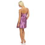 Damen kurzes Satin Negligé Nachtkleid Reizwäsche mit Spitze; S M L XL 2XL