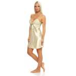 Damen kurzes Satin Negligé Nachtkleid Reizwäsche mit Spitze; S M L XL 2XL