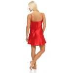 Damen kurzes Satin Negligé Nachtkleid Reizwäsche mit Spitze; S M L XL 2XL