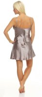 Damen kurzes Satin Negligé Nachtkleid Reizwäsche mit Spitze; S M L XL 2XL