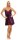 Damen kurzes Satin Negligé Nachtkleid Reizwäsche mit Spitze;  Purpurviolett/S