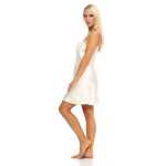Damen kurzes Satin Negligé Nachtkleid Reizwäsche mit Spitze;  Ecru/XXL