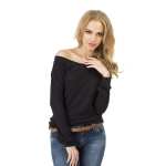 Damen Longshirt langarm T-Shirt mit Brusttasche ;...