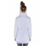 Damen Schalkragen-Pullover Pulli, S/M ;Grau-Meliert