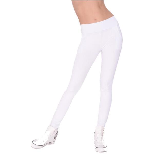 Damen Treggings Jeggings Leggings; Weiß/S/M