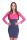 Damen Kleid Minikleid Langarm zweifarbig ; Pink-Grafit 2XL/3XL 44/46