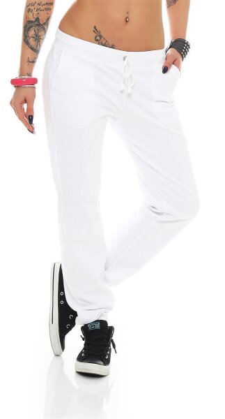 Jogging Hose Sport Hose mit Taschen BW; Weiß L/40
