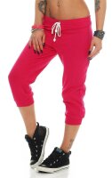 Damen Jogginghose 3/4 Capri Sport-Hose Baumwolle; Pink S/36