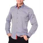 Herren Hemd  Langarm Slim Fit Bügelleicht; Grau-Dunkelgrau M
