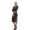Damen Kleid mit Schlitz & Spitze Langarm Rundhals,