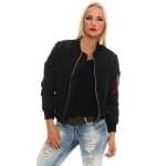 Damen Bomberjacke Pilotenjacke  – Leichte Übergangsjacke im Retro-Style mit Taschen