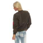 Damen Bomberjacke Pilotenjacke  – Leichte Übergangsjacke im Retro-Style mit Taschen