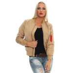 Damen Bomberjacke Pilotenjacke  – Leichte Übergangsjacke im Retro-Style mit Taschen