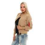 Damen Bomberjacke Pilotenjacke  – Leichte Übergangsjacke im Retro-Style mit Taschen