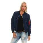 Damen Bomberjacke Pilotenjacke  – Leichte Übergangsjacke im Retro-Style mit Taschen