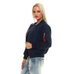 Damen Bomberjacke Pilotenjacke  – Leichte Übergangsjacke im Retro-Style mit Taschen