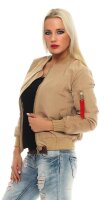 Damen Bomberjacke Pilotenjacke  – Leichte Übergangsjacke im Retro-Style mit Taschen