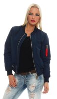 Damen Bomberjacke Pilotenjacke  – Leichte Übergangsjacke im Retro-Style mit Taschen