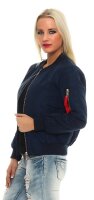 Damen Bomberjacke Pilotenjacke  – Leichte Übergangsjacke im Retro-Style mit Taschen